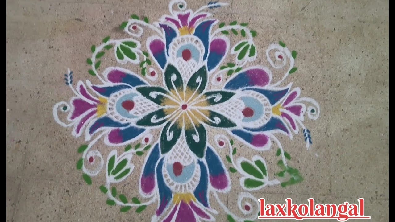 🌺தை பூசம் வண்ண மலர் கோலம்🌺 4-2dots 🌺 Flower rangoli collection 🌺 Daily mugglu 🌺 laxkolangal 🌺