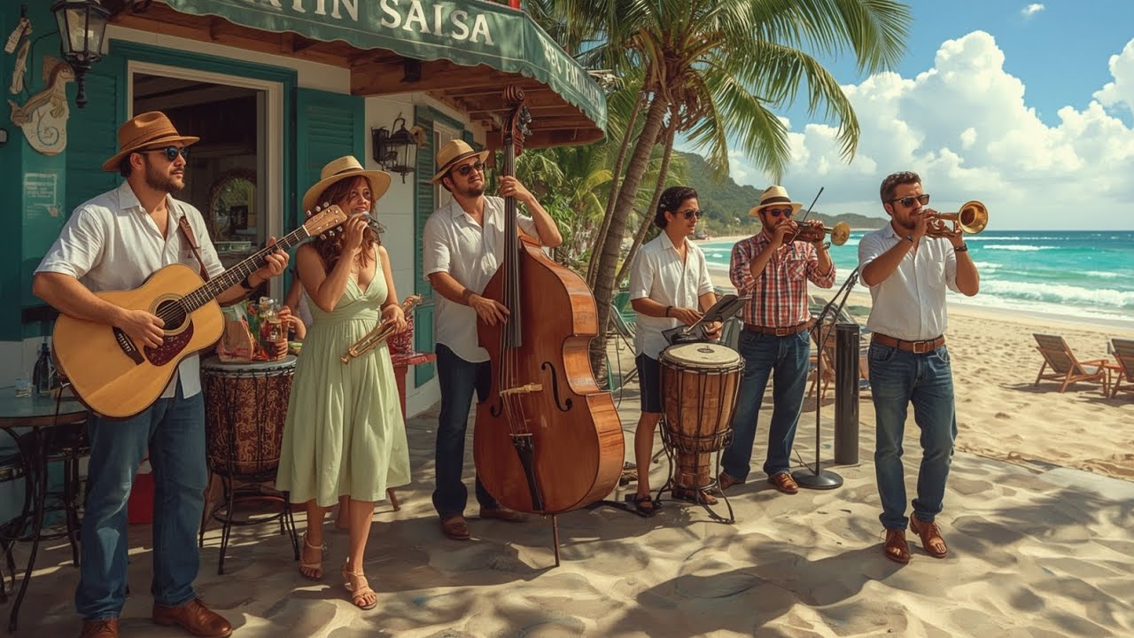 Latin Salsa Café by the Beach | Live Guitar, Bongo & Tropical Vibes | Exoduss