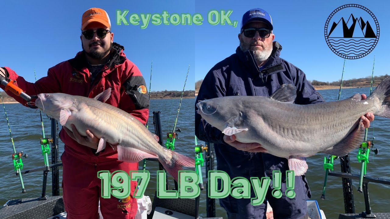 *Winter Blue catfishing* + 197LB Day! on Lake Keystone, OK+