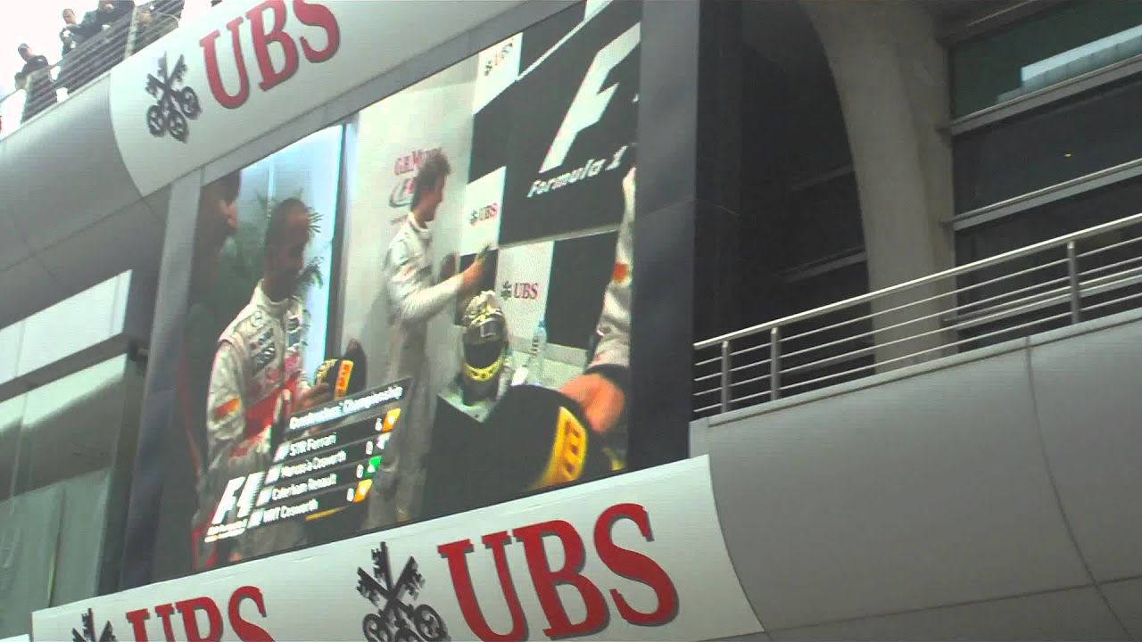 2012 Chineese F1 GP. Podium ceremony after Nico wins,