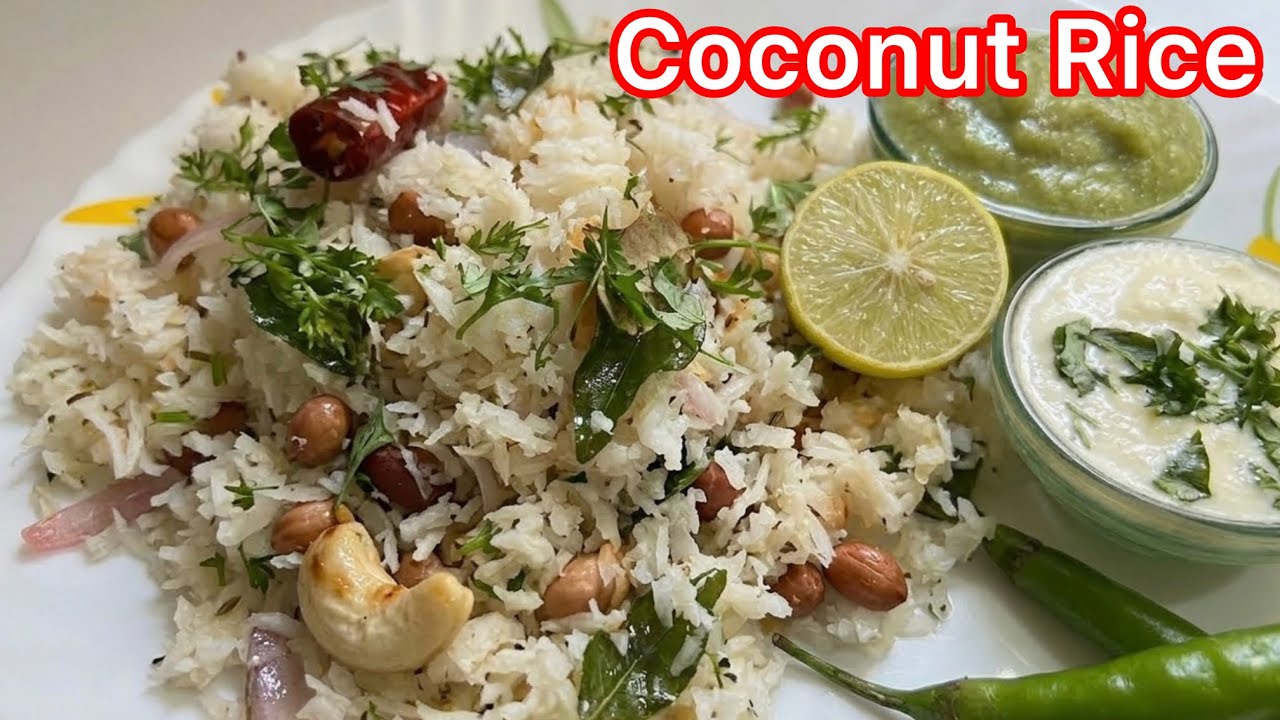 South Indian Style Coconut Rice Recipe 🥥 | Quick & Easy Lunchbox Recipe | Nariyal Chawal