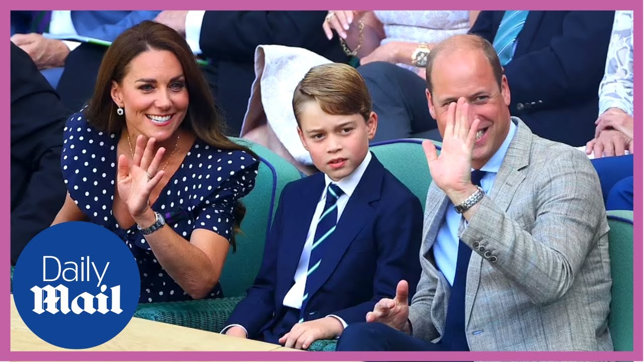 Prince William kisses Kate Middleton and hugs Prince George at Wimbledon