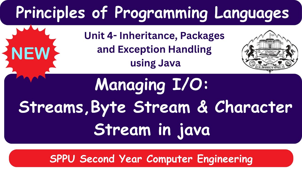 streams in java | ppl unit 4 sppu | byte stream and character stream in java