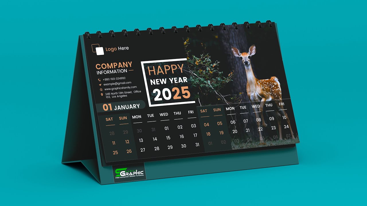 How to Design Professional Dark Desk Calendar 2025 in Photoshop