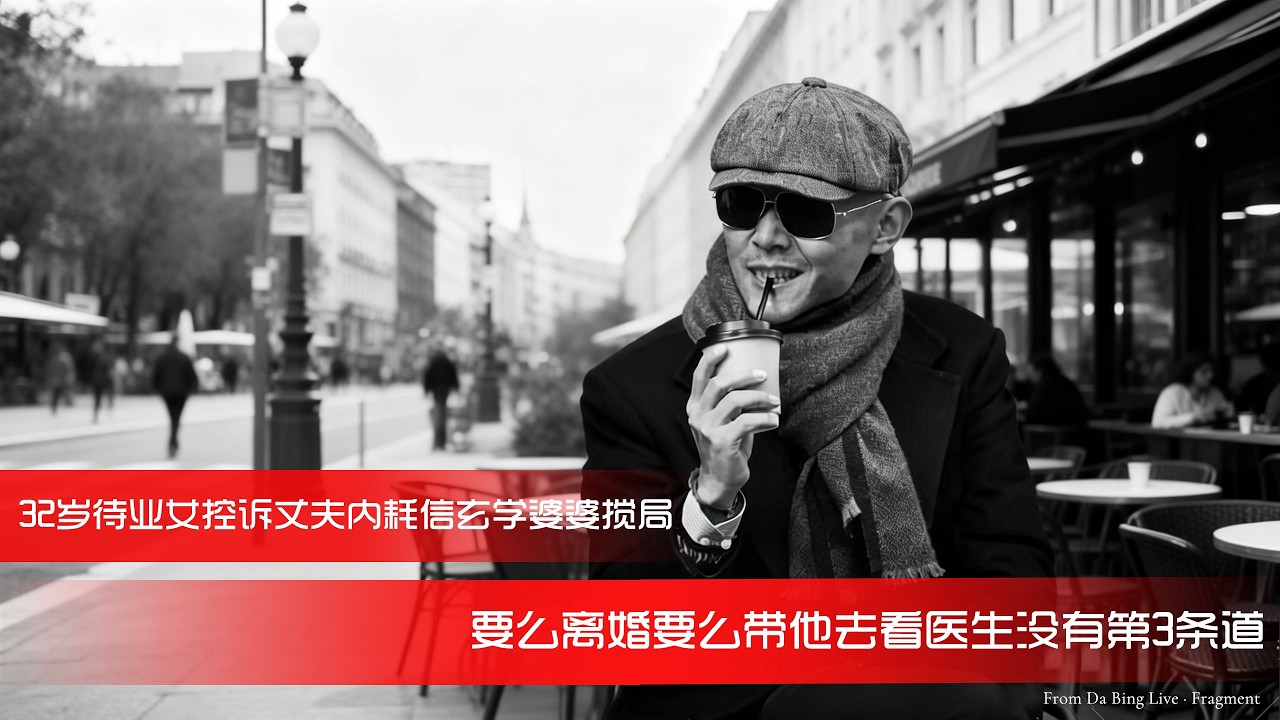 32岁待业女控诉丈夫内耗、信玄学、婆婆搅局怎么办？大冰：要么离婚，要么带他去看医生，没有第3条道
