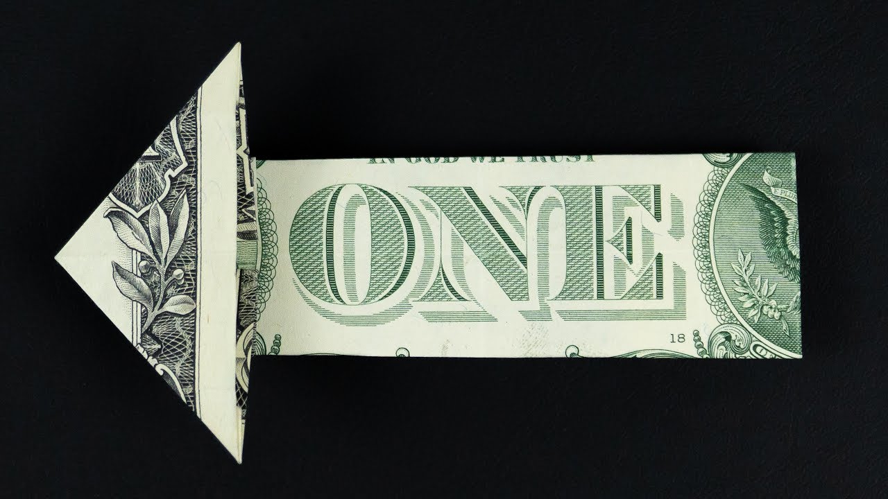 Money origami arrow ➡️ Making a ONE WAY SIGN out of a Dollar bill