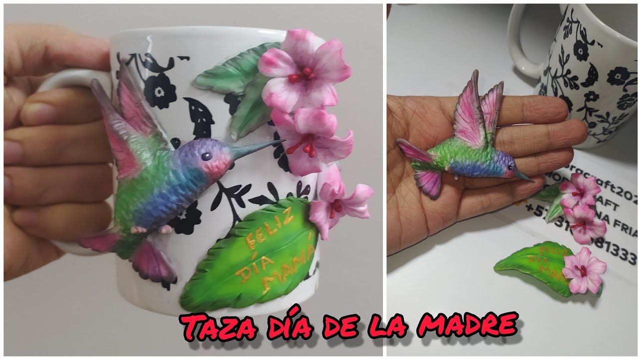 Como HACER Y RECINAR TAZA del DIA DE LA MADRE (Colibri )