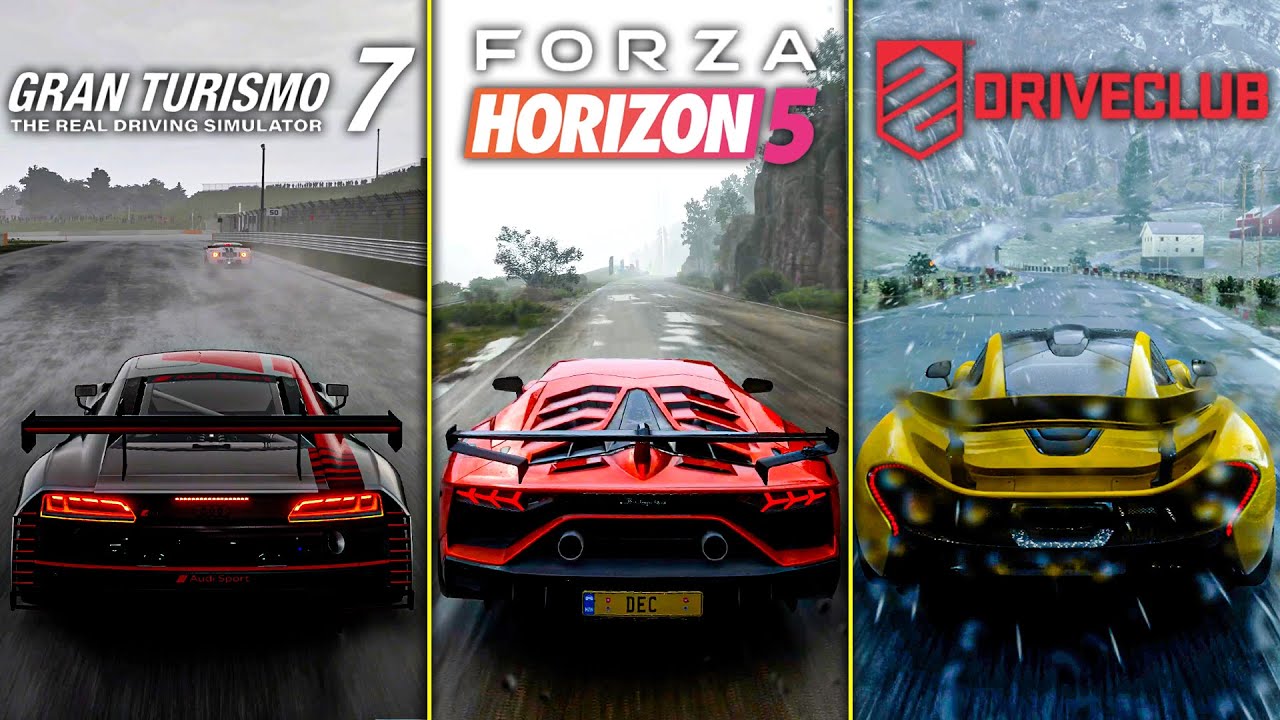 Gran Turismo 7 - ULTIMATE RAIN COMPARISON (GT7 vs Grid vs FH5 vs Driveclub)