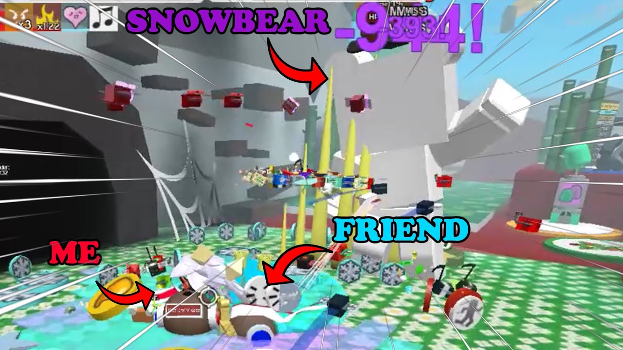 Me & my friend VS Lvl 18 Snowbear | Bee Swarm Simulator Beesmas 2021