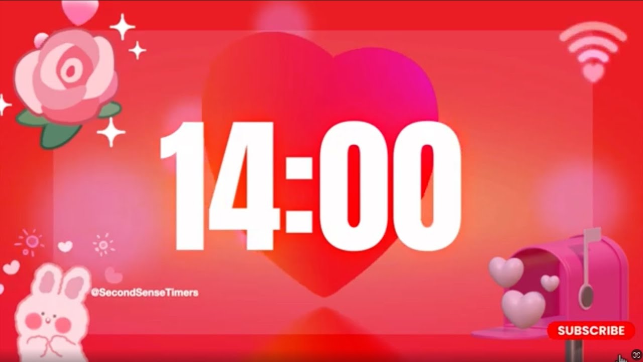 Valentine’s Day Timer 14 Minutes ⏳💖 | Romantic Music & Animated Hearts