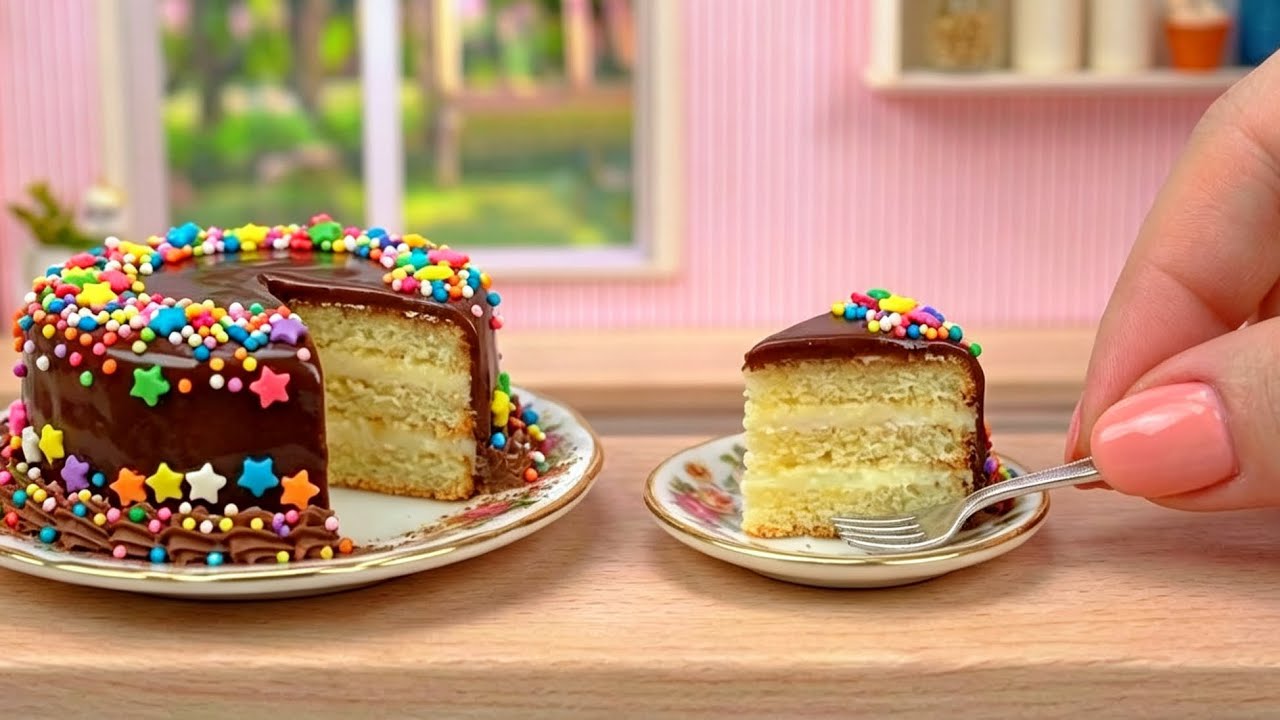 Decorating the Tiniest Cake in the World! 🍰 Miniature Cooking