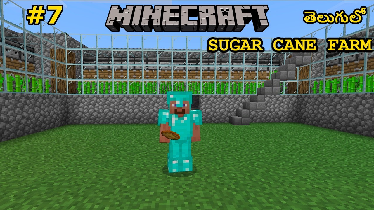 HOW TO BUILD THIS AUTOMATIC SUGAR CANE FARM IN YOUR MINECRAFT SURVIVAL WORLD TELUGU LO#minecraft