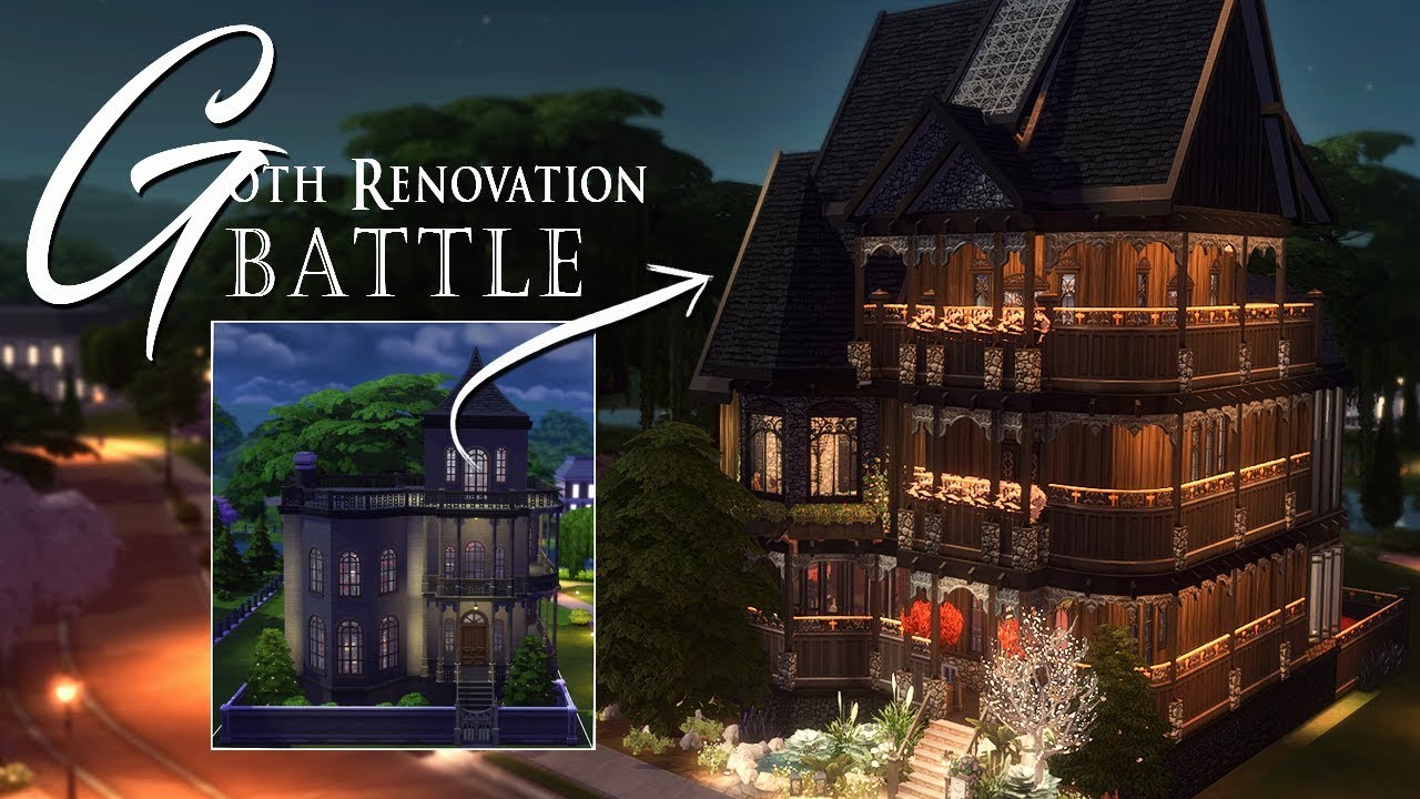 OPHELIA VILLA (NO CC) | Goth Residence Renovation Battle | The Sims 4