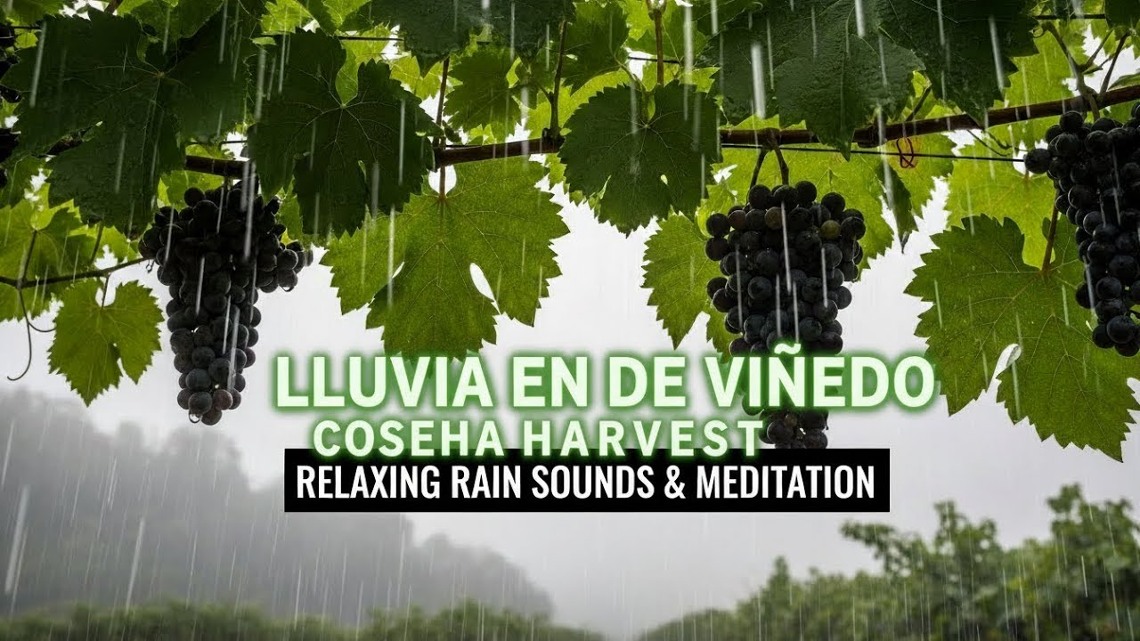 🍇 ASMR Meditación de Viñedo con Lluvia 🌧️ Uvas Bajo la Lluvia Suave | Sueño Profundo, Sanación Calma