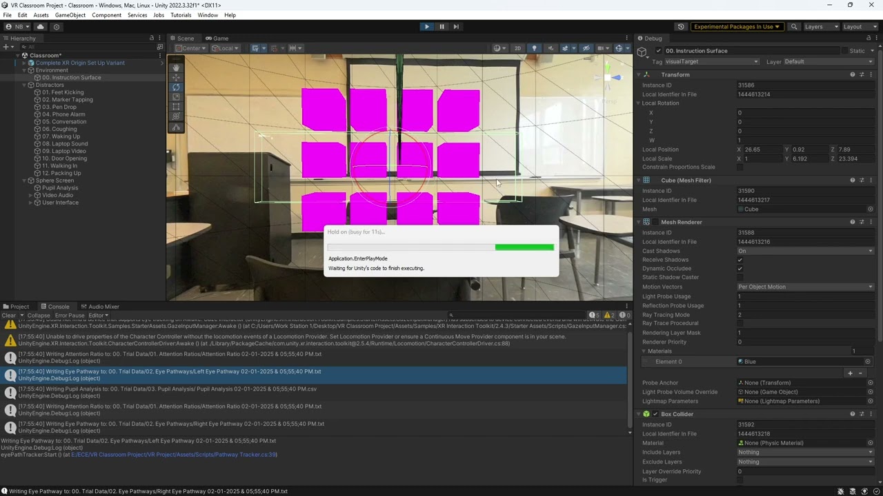 Reset Camera, Rotate Sphere Screen & Hide Hitboxes – Unity VR Classroom Setup