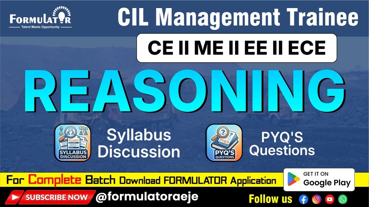 CIL Management Trainee Reasoning PYQ & Syllabus Discussion | CE ME EE ECE