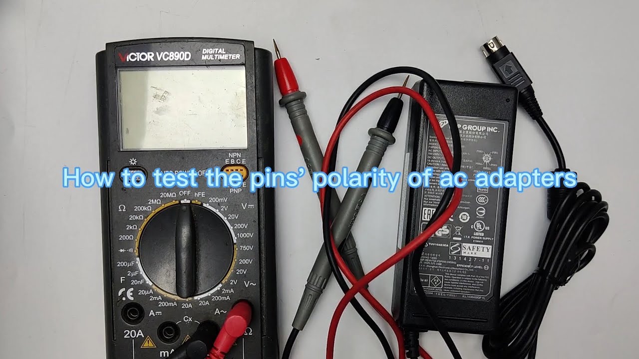 How to test the pins' polarity of an ac adapter