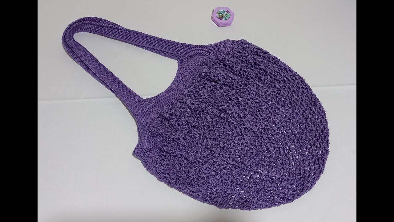 Πλεκτή τσάντα διχτάκι για ψωνια - Knitted shopping bag - (για αρχάριους)
