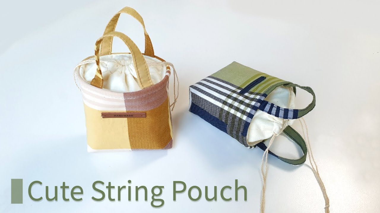 DIY 귀여운 미니 토트백 파우치 만들기 - How to sew a cute mini bag pouch/스트링 파우치 만들기/수작업실 지음