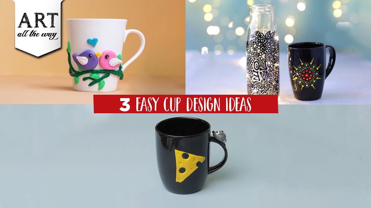 3 Easy Cup Design Ideas | Polymer Clay Craft | Home Decor
