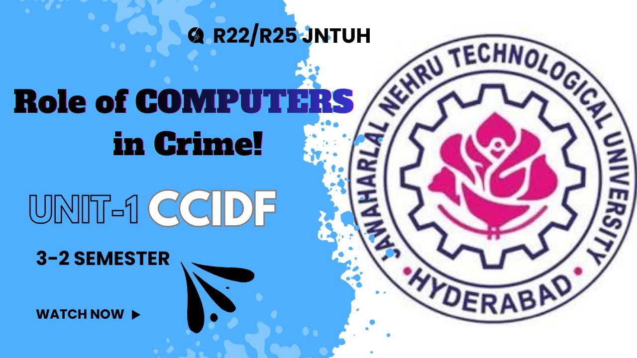 Role of Computers in Crime Explained | CCIDF Unit 1 | JNTUH CSE Cyber Security R22/R25
