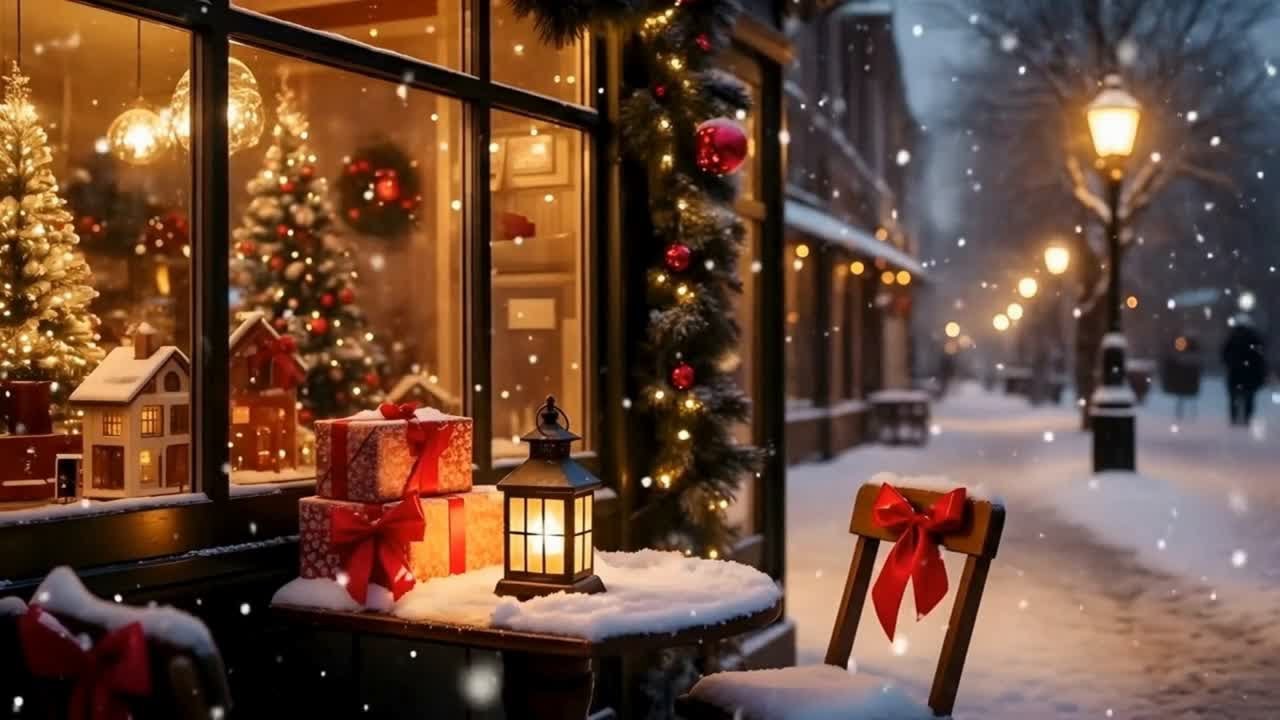 Cozy Christmas Village Street ❄️🎄 Warm Lights & Falling Snow | Wanderlight Lounge