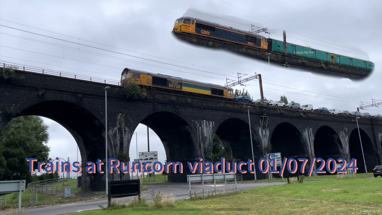 Trains at Runcorn viaduct 01/07/2024