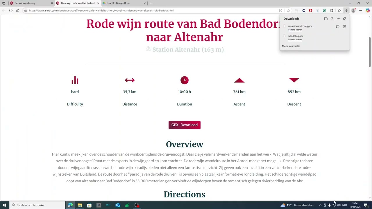 GPX downloaden en omzetten naar Google My maps