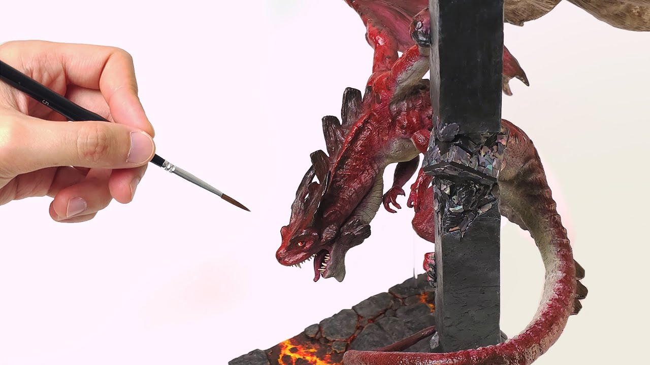 Making Red Dragon with Clay | Sculpting & Painting Process | Timelaps