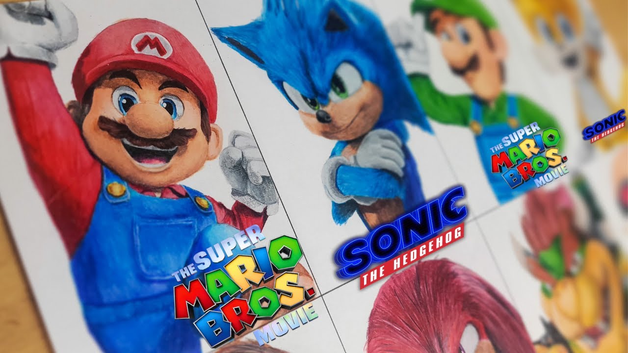 Drawing The Super Mario Bros. Movie VS Sonic The Hedgehog Movie