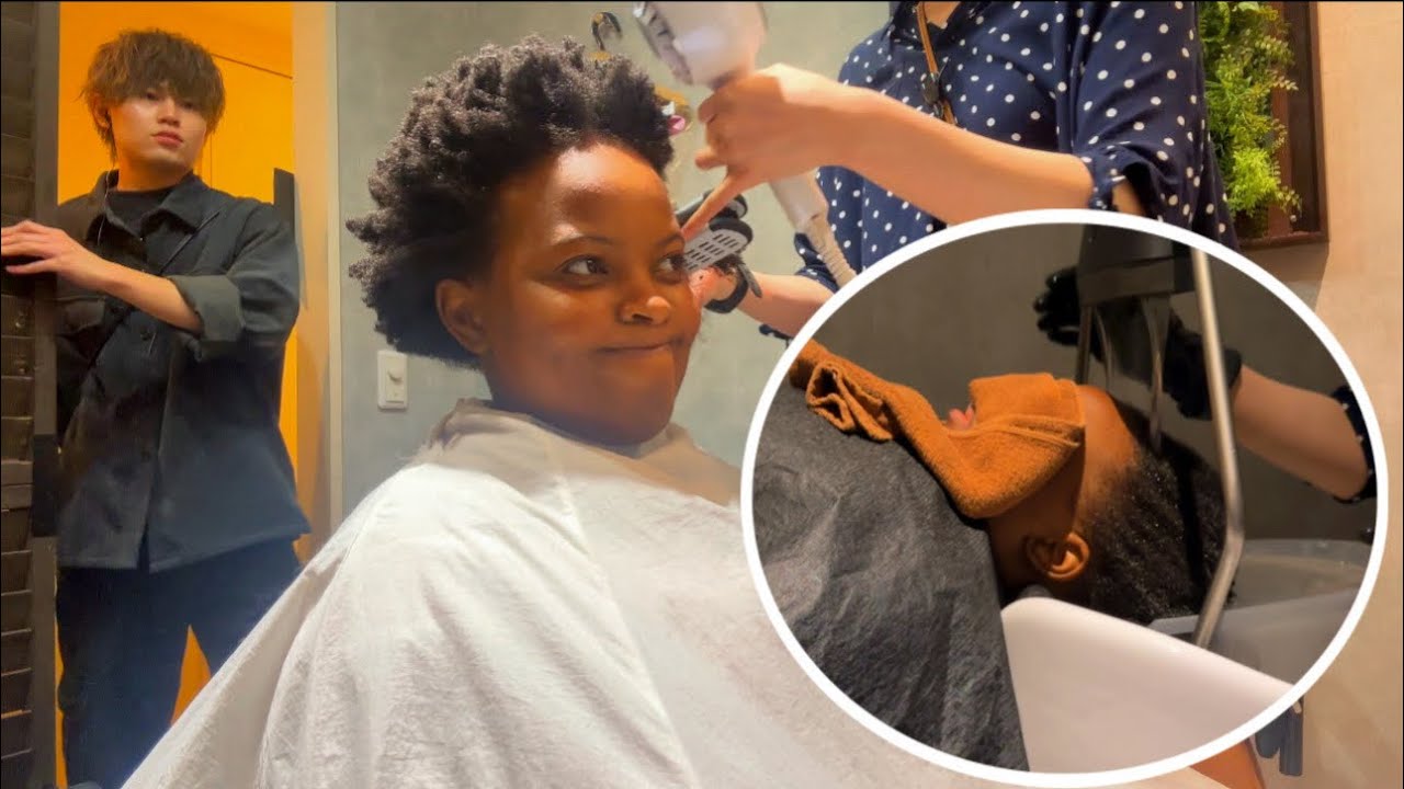 BLACK GIRL GETS JAPANESE HEAD SPA MASSAGE IN TOKYO | 4C HAIR STYLING| UNINTENTIONAL ASMR