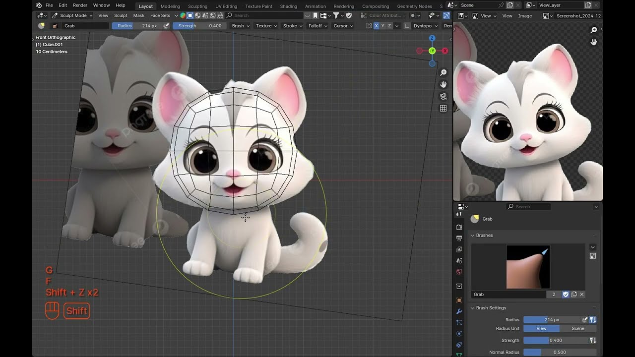 Blender Cute Cat Modeling timelapse