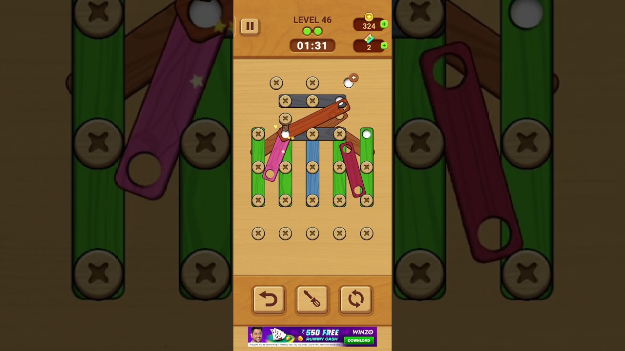 Woodle - Wood Screw Puzzle Level 46 Walkthrough Solution