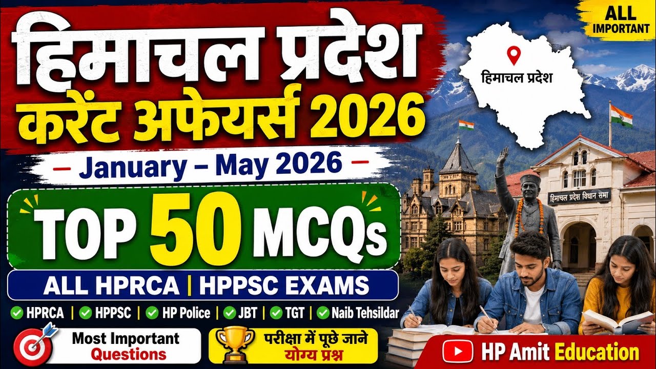 January to May 2026 Himachal Pradesh Current Affairs Top - 50 MCQs #HP #hprca #hppsc