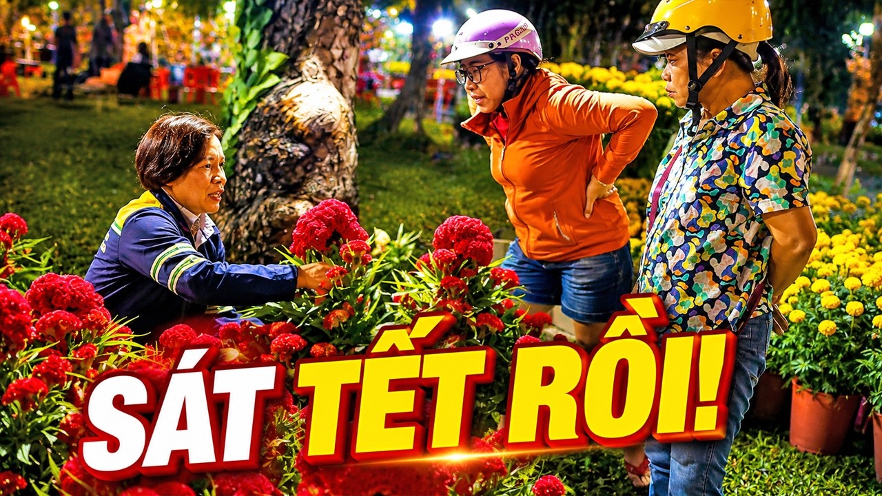 SÁT TẾT RỒI! Chợ Hoa Lê Văn Tám Đông Dần Về Đêm | Tet Flower Market at Night