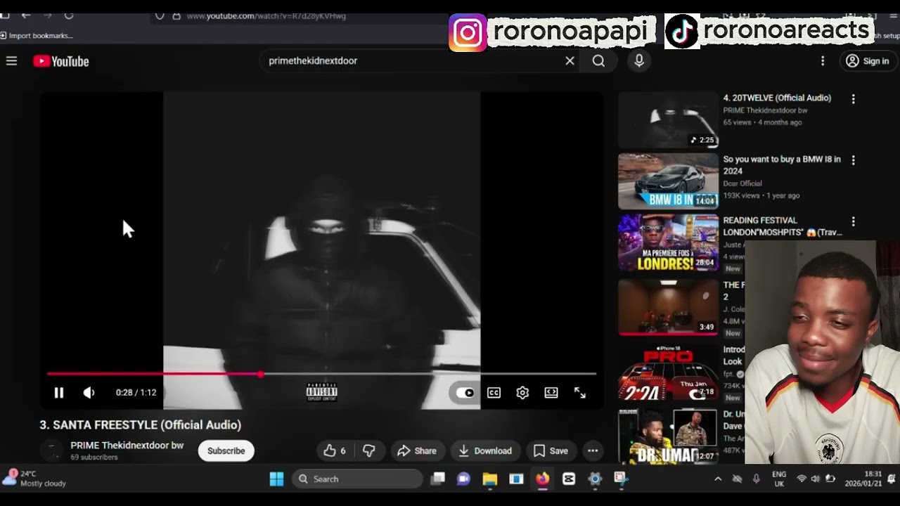 Roronoareacts to PRIME Thekidnextdoor!🔥🙀😤#hiphop #interview #podcast #rap #greenscreen #botswana 