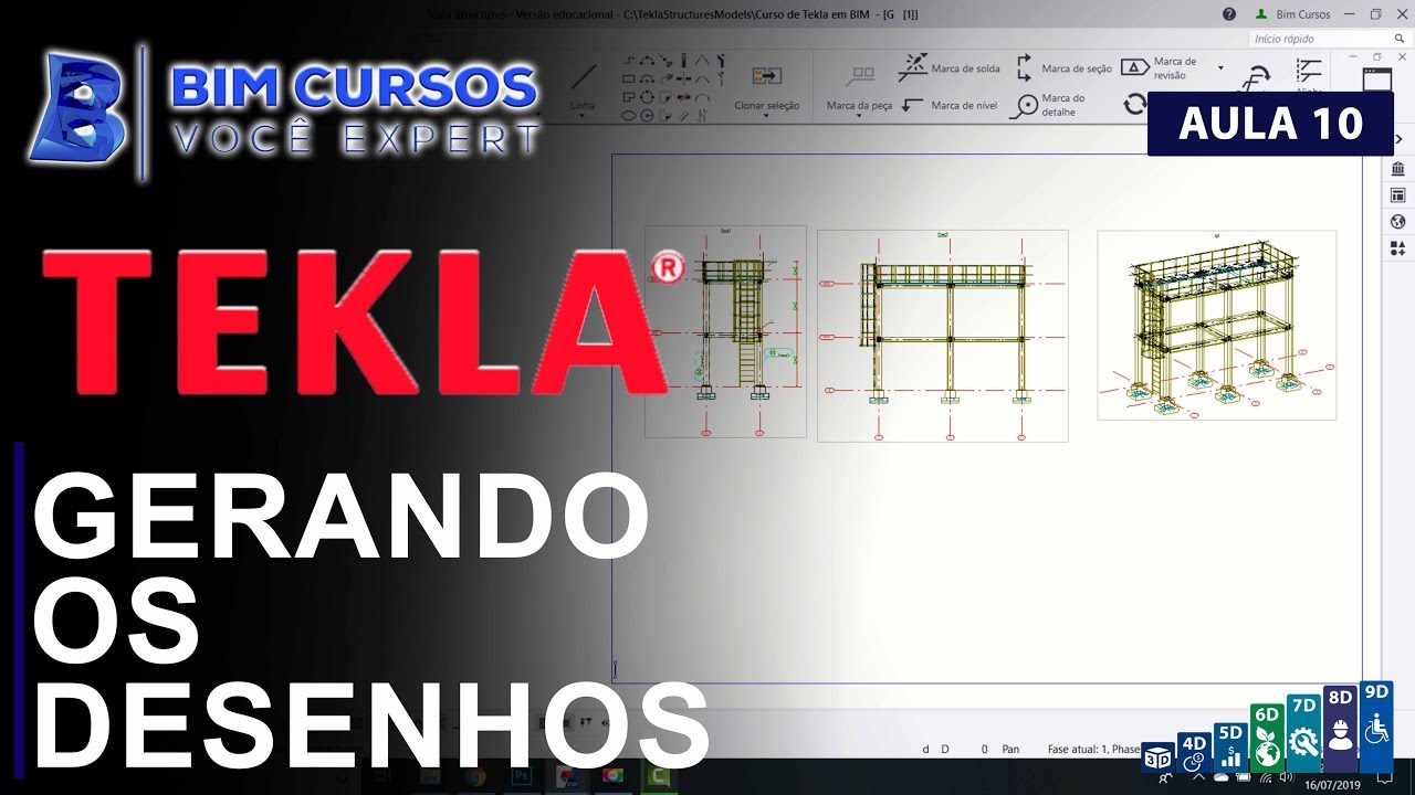 Aula 10 grátis - Gerando os desenhos - BIM CURSOS - Estruturas metálicas Tekla BIM