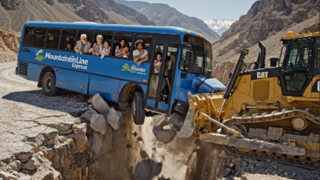 Dangerous Cliff Bus Rescue | Caterpillar Saves 40-Seater Bus From Deadly Canyon Drop