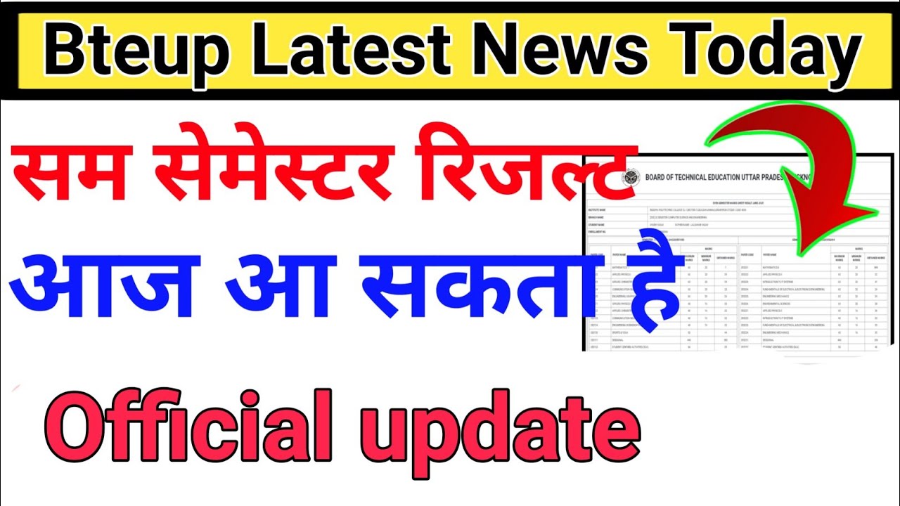 Bteup Latest News Today ll Even Semester Result Big update #bteup#result2026