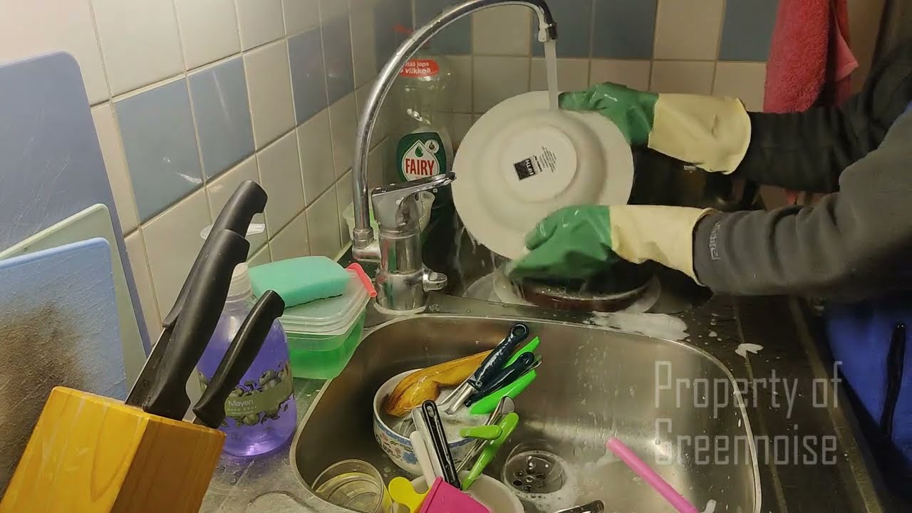 1-hour relaxing washing dishes - ASMR - no talking