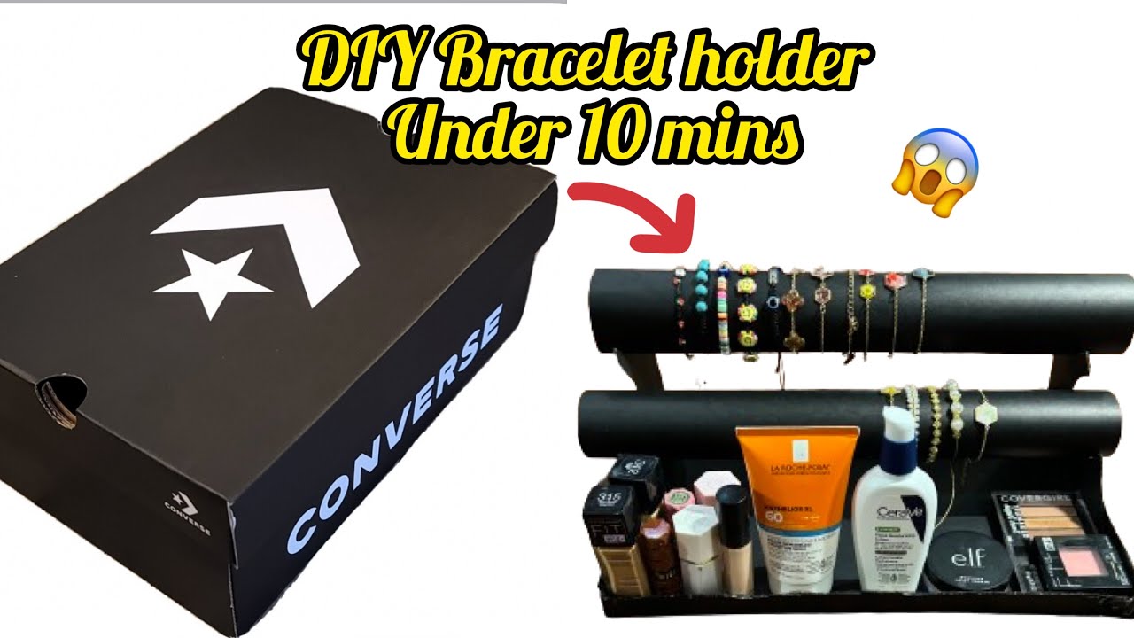 DIY Bracelet holder with shoe box, DIY Jewelry holder under $2 #jewelryholder #diycrafts #craftideas