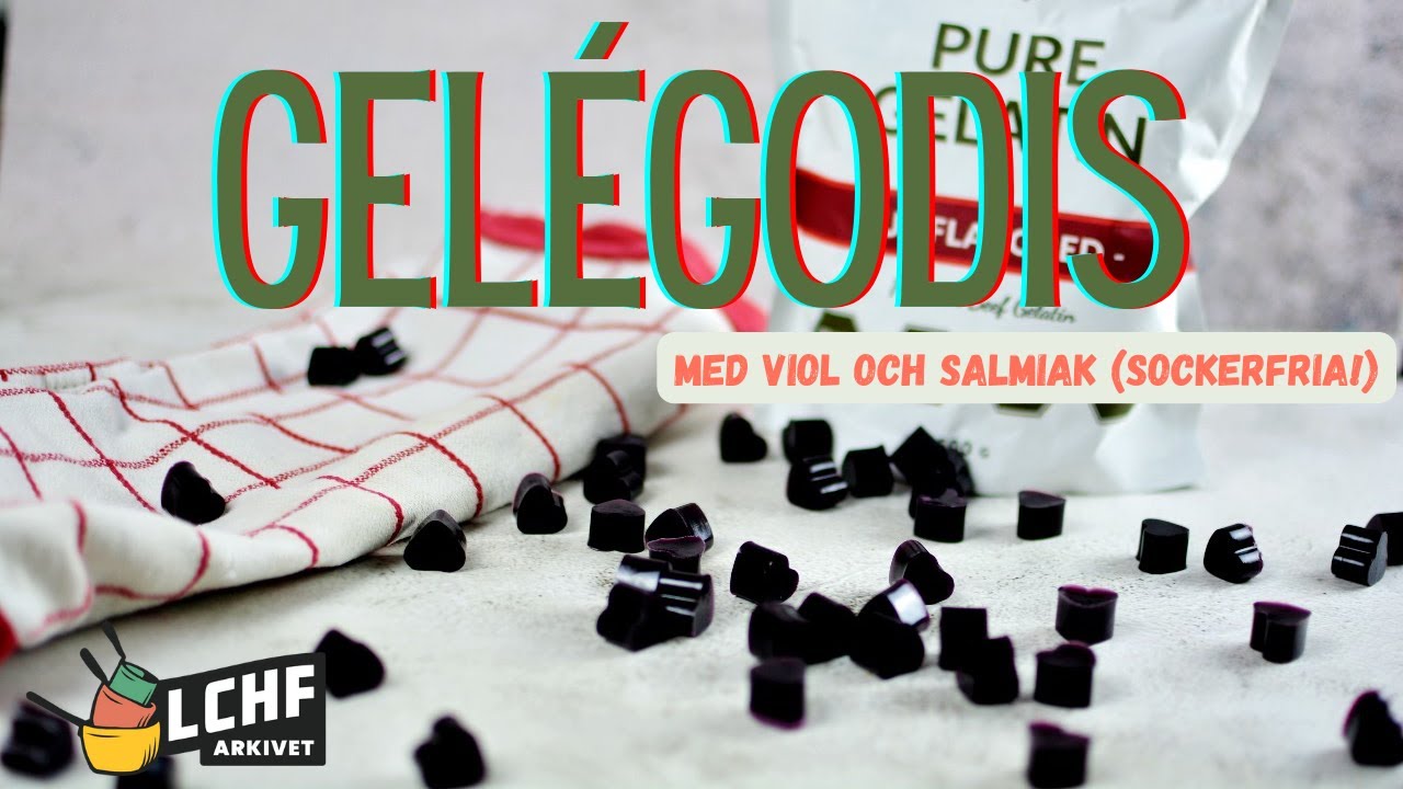 Sockerfria gel&eacute;godisar med viol och salmiak (LCHF & KETO)