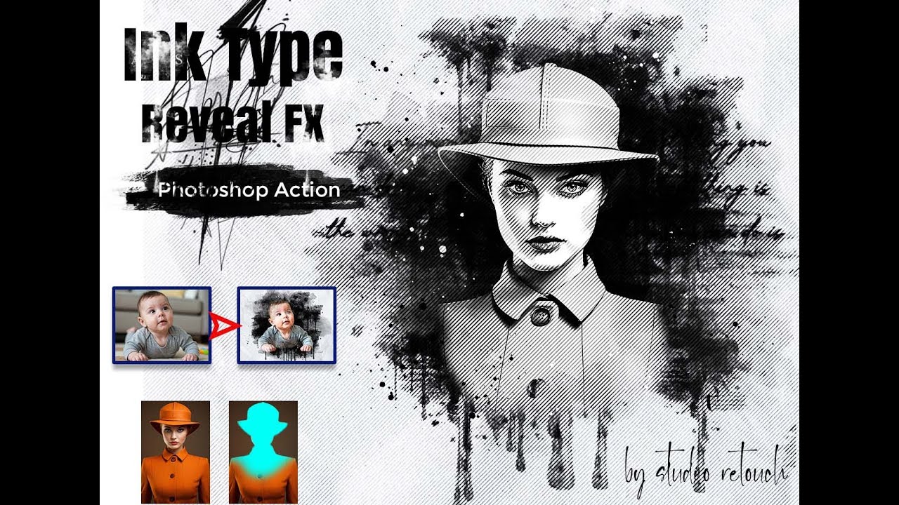 Ink Type Reveal FX Photoshop Action #inktypefx, #inkreveal, #inktypography, #photoshopaction,