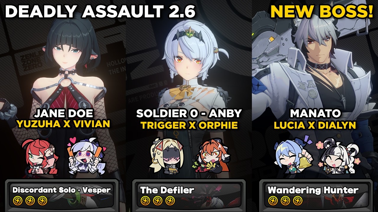 NEW BOSS! Deadly Assault 2.6 | M0 Jane, M0S1 Sanby & M4 Manato | Zenless Zone Zero
