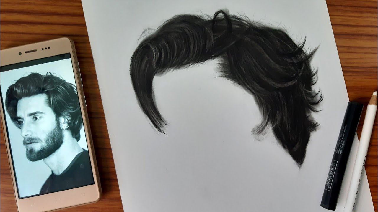 how to draw hair using charcoal stick | hair charcoal tutorial