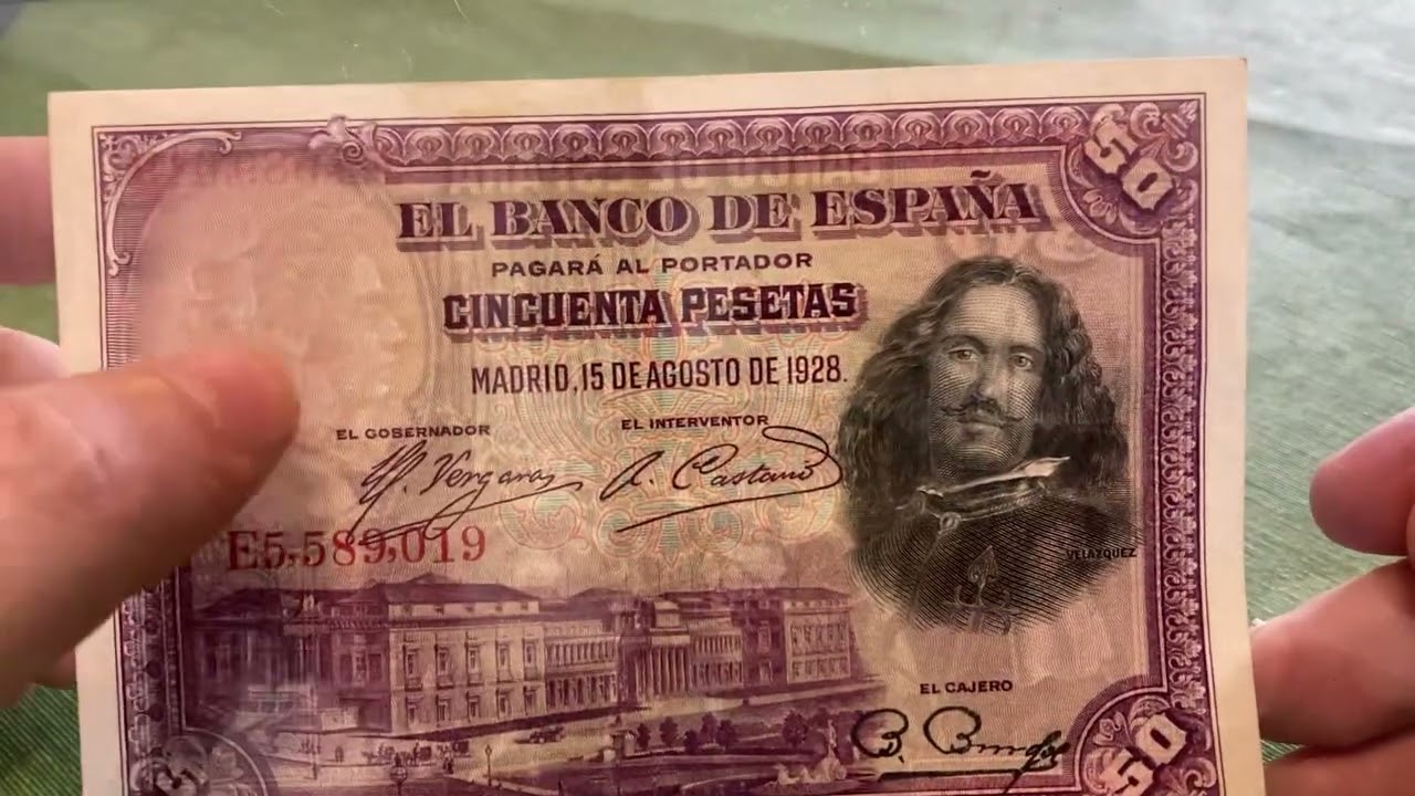 Billete de 50 pesetas. Velázquez. 1928.