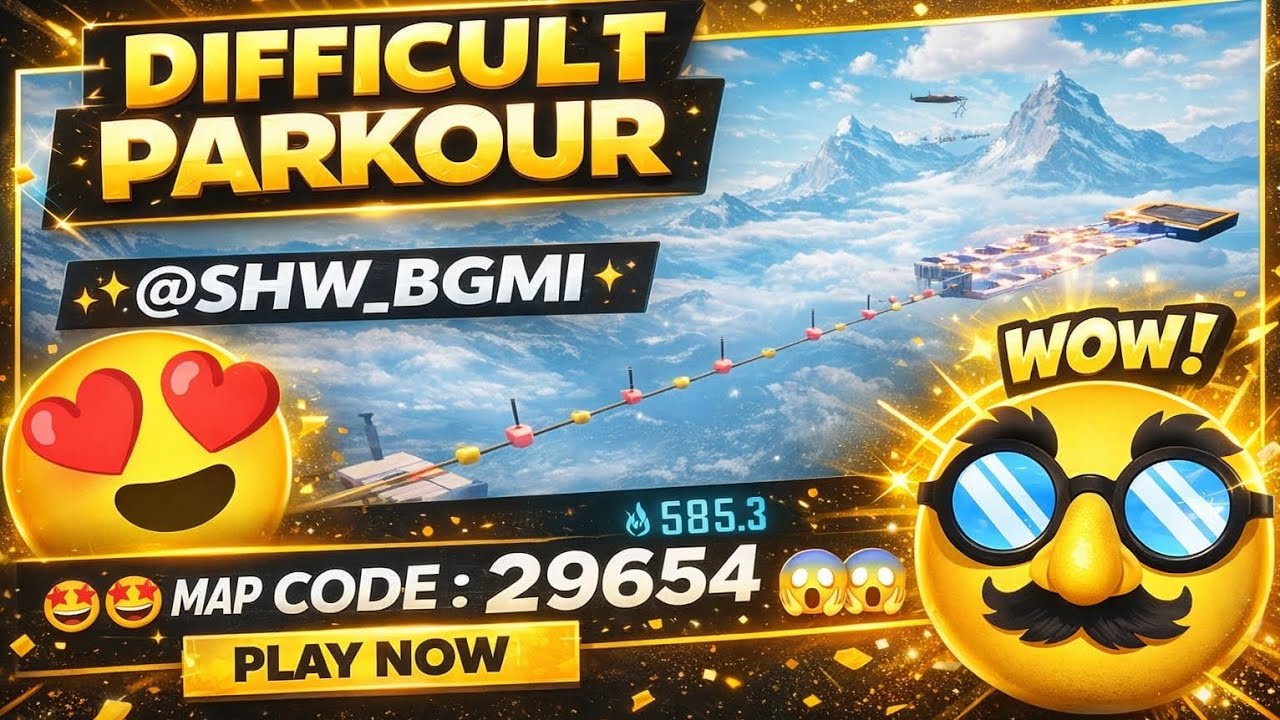 👉 DIFFICULT LEVEL 🔥 CODE : 29654 💯 #bgmi  #gaming#parkour #video #shortsvideo 🔔💬👍