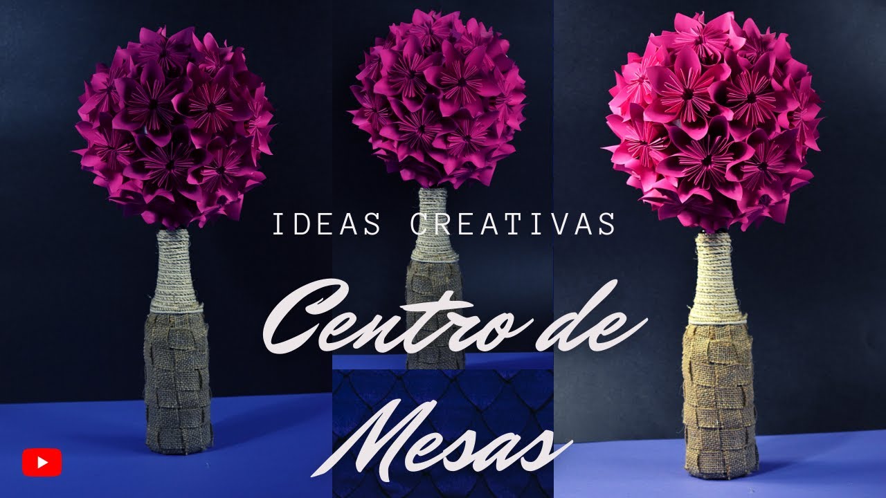 Topiario con Flores de Papel  Centro de Mesas Para Eventos Especiales | Ideas Creativas