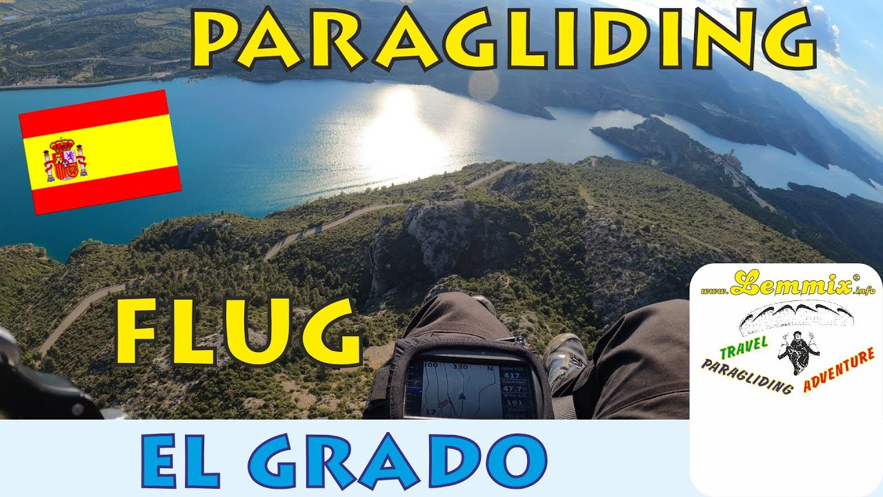 El Grado schöner Abendflug an der Bergflanke und Stausee Spanien Paragliding Gleitschirm Lemmix