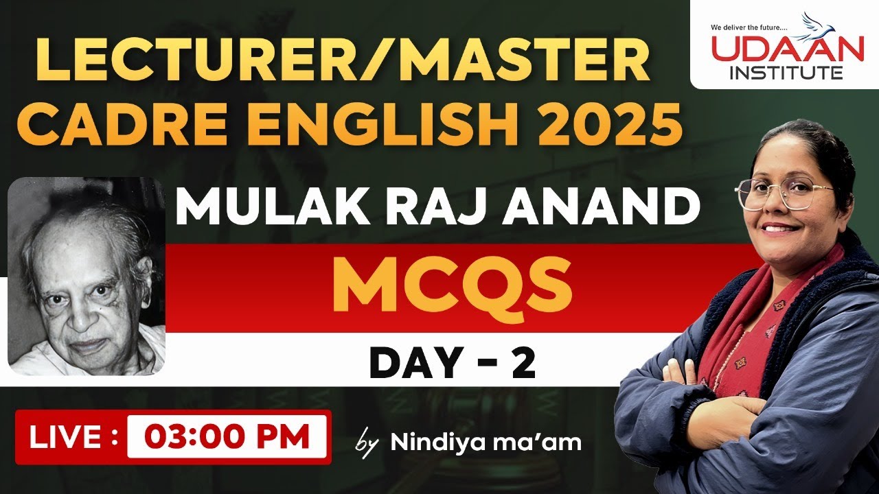 MULAK RAJ ANAND Mcqs || Master Cadre English || Paid || Demo || by Nindiya Ma'am